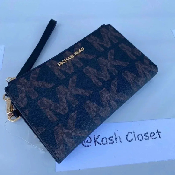 Michael Kors MK Double Zip Phone Wristlet/Wallet - Black Multi - Picture 1 of 8
